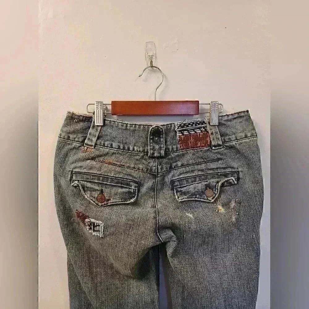 Rare Vintage Free People Patchwork Jeans Size 27 - Picture 9 of 13